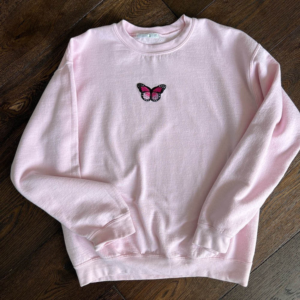 Pink Butterfly Crewneck- Discounted Shipping’